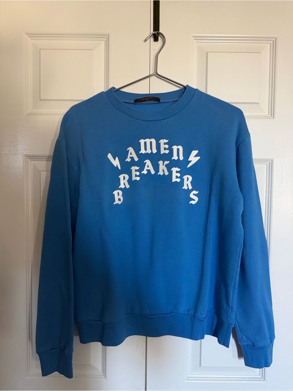 Louis Vuitton Blue Crewneck Sweatshirt with White Graphic